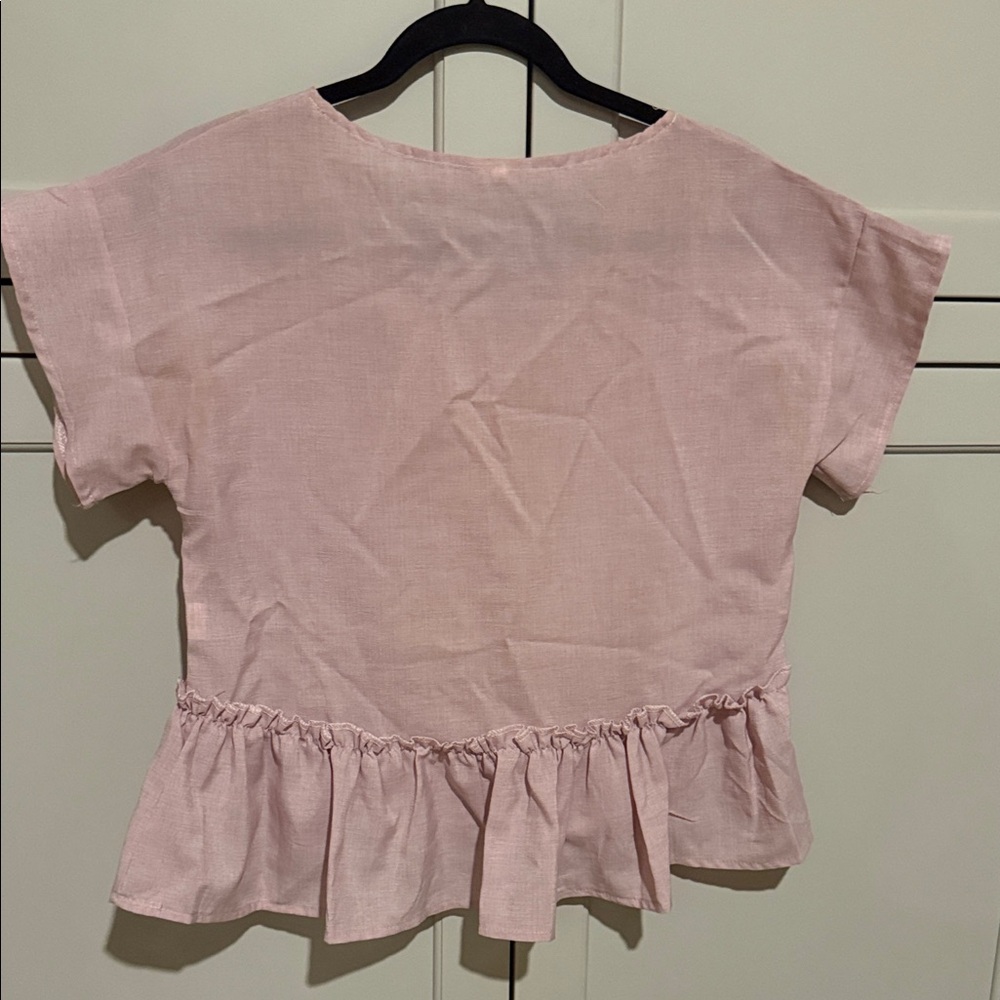 Pink Ruffle Hem Women's Top - Picture 3 of 5